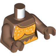 Visuel indicatif Rebrickable de Torse, haut orange clair vif, blanc Motif imprimé étoiles, bras et mains brun moyen (Torso, Bright Light Orange Top, White Stars Print, Medium Brown Arms and Hands)