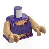 Visuel indicatif Rebrickable de Torse, haut pourpre foncé, garniture rose foncé, poitrine beige chaud, ventre motif imprimé bras et mains beige chaud (Torso, Dark Purple Top, Dark Pink Trim, Warm Tan Chest, Tummy Print Warm Tan Arms and Hands)