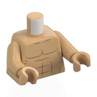 Torse, Nougat Muscles motif imprimé, bras et mains beige chaud (Torso, Nougat Muscles Print, Warm Tan Arms and Hands)