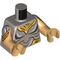 Visuel indicatif Rebrickable de Torse, motif : armure dorée, bras et mains beige chaud (Torso, Gold Armour Print, Warm Tan Arms and Hands)