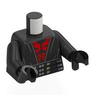 Visuel indicatif Rebrickable de Torse, robe jedi noire, ceinture avec détails argentés, motif imprimé tatouages rouges, bras titane nacré, mains noires (Torso, Black Jedi Robes, Belt with Silver Details, Red Tattoos Print, Pearl Titanium Arms, Black Hands)