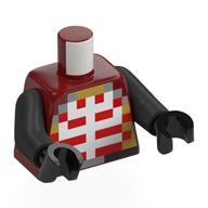 Torse, Motif imprimé Ribcage blanc/rouge pixellisé, bras titane nacré, mains noires (Torso, Pixelated White/Red Ribcage Print, Pearl Titanium Arms, Black Hands)