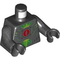 Visuel indicatif Rebrickable de Torse, armure, œil rouge, circuit imprimé (InfectoByter), bras titane nacré, mains noires (Torso, Armor, Red Eye, Circuitry Print (InfectoByter), Pearl Titanium Arms, Black Hands)