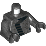 Visuel indicatif Rebrickable de Torse, robe avec motif imprimé rayé gris bleuté foncé, bras titane nacré, mains noires (Torso, Robe with Dark Bluish Gray Striped Trim Print, Pearl Titanium Arms, Black Hands)