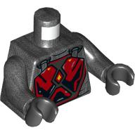 Torse, armure, plaque poitrine rouge foncé imprimé (saxon de gar), bras titane nacré, mains noires (Torso, Armor, Dark Red Chest Plate Print (Gar Saxon), Pearl Titanium Arms, Black Hands)