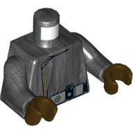 Visuel indicatif Rebrickable de Torse, veste avec bordure marron et motif imprimé de taches de beige (officier impérial), bras titane nacré, mains brun foncé (Torso, Jacket with Brown Trim and Tan Stains Print (Imperial Officer), Pearl Titanium Arms, Dark Brown Hands)