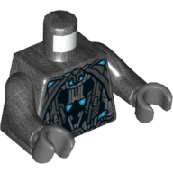 Torse, robot d'armure avec motif imprimé bleu et gris clair, bras titane nacré, mains gris bleuté foncé (Torso, Armor Robot with Blue and Light Bluish Gray Print, Pearl Titanium Arms, Dark Bluish Gray Hands)