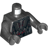 Visuel indicatif Rebrickable de Torse, robot d'armure avec des panneaux gris bleuté clair et motif imprimé de lumières rouges, bras titane nacré, mains gris bleuté foncé (Torso, Armor Robot with Light Bluish Gray Panels and Red Lights Print, Pearl Titanium Arms, Dark Bluish Gray Hands)
