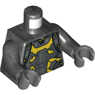 Torse, armure avec motif imprimé plaques jaunes, bras titane nacré, mains gris bleuté foncé (Torso, Armor with Yellow Plates Print, Pearl Titanium Arms, Dark Bluish Gray Hands)