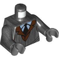 Torse, veste avec sous-poil marron, chemise bleu clair, motif : cravate noire, bras titane nacré, mains gris bleuté foncé (Torso, Jacket with Brown Undercoat, Light Blue Shirt, Black Tie Print, Pearl Titanium Arms, Dark Bluish Gray Hands)