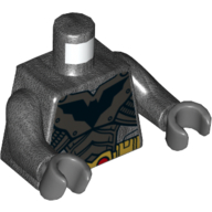Visuel indicatif Rebrickable de Torse, armure avec logo Batman, motif : ceinture dorée, bras titane nacré, mains gris bleuté foncé (Torso, Armor with Batman Logo, Gold Belt Print, Pearl Titanium Arms, Dark Bluish Gray Hands)
