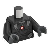 Torse, armure, motif imprimé cercle rouge foncé, bras titane nacré, mains gris bleuté foncé (Torso, Armor, Dark Red Circle Print, Pearl Titanium Arms, Dark Bluish Gray Hands)