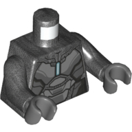 Torse, armure, panneaux gris et motif imprimé ligne bleu clair vif, bras titane nacré, mains gris bleuté foncé (Torso, Armor, Gray Panels and Bright Light Blue Line Print, Pearl Titanium Arms, Dark Bluish Gray Hands)