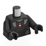 Visuel indicatif Rebrickable de Torse, armure, motif imprimé cercle rouge foncé, bras et mains titane nacré (Torso, Armor, Dark Red Circle Print, Pearl Titanium Arms and Hands)