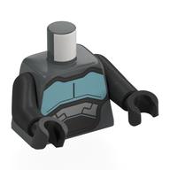 Visuel indicatif Rebrickable de Torse, métal bleu/argent armure panneaux motif imprimé, bras et mains titane nacré (Torso, Metal Blue/Silver Armor Panels Print, Pearl Titanium Arms and Hands)