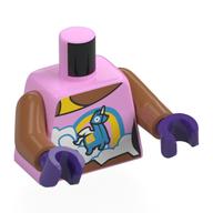 Visuel indicatif Rebrickable de Torse, haut rose vif, bracelet jaune, licorne d'azur foncé sur motif imprimé nuages, bras brun terre de sienne, mains pourpre foncé (Torso, Bright Pink Top, Yellow Strap, Dark Azure Unicorn on Clouds Print, Sienna Brown Arms, Dark Purple Hands)