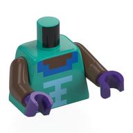 Visuel indicatif Rebrickable de Torse, poitrine brun ombre pixélisé, col bleu azur foncé, lacets moyen bleu imprimé, bras brun terre d’ombre, mains pourpre foncé (Torso, Pixelated Umber Brown Chest, Dark Azure Collar, Medium Azure Laces Print, Umber Brown Arms, Dark Purple Hands)