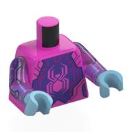 Torse, araignée rose sur fond violet foncé, circuit rose foncé, circuit bleu foncé sur motif imprimé bras, bras rose foncé transparent opalescent, mains azur moyen (Torso, Pink Spider on Dark Purple Background, Dark Pink Circuitry, Dark Blue Circuitry on Arms Print, Opal Trans-Dark Pink Arms, Medium Azure Hands)