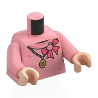 Visuel indicatif Rebrickable de Torse, ruban rose foncé, collier en or avec pendentif imprimé, bras rose chaud, mains nougat clair (Torso, Dark Pink Ribbon, Gold Necklace with Pendant Print, Warm Pink Arms, Light Nougat Hands)