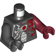 Torse, bras et mains impairs, motif araignée blanc et rouge foncé (venin), bras et main gauche rouge foncé, bras et main droite noir (Torso, Odd Arms and Hands, White and Dark Red Spider Print (Venom), Left Dark Red Arm and Hand, Right Black Arm and Hand)