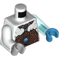 Torse, bras et mains bizarres, fourrure avec armure de cuivre et motif imprimé Ice Chi Emblem, bras gauche bleu clair et main azur foncé, bras blanc droit et main gris clair bleuâtre (Torso, Odd Arms and Hands, Fur with Copper Armor and Ice Chi Emblem Print, Left Trans-Light Blue Arm and Dark Azure Hand, Right White Arm and Light Bluish Gray Hand)