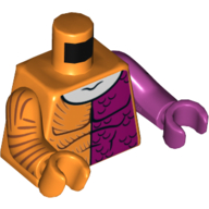 Torse, Bras et mains bizarres, Muscles, Demi-magenta, Col blanc imprimé, Bras et main gauche magenta, Bras et main droite orange (Torso, Odd Arms and Hands, Muscles, Half Magenta, White Neck Print, Left Magenta Arm and Hand, Right Orange Arm and Hand)