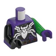 Torse, bras et mains impairs, ceinture, logo d'araignée blanche (venin de gobelin vert), bras vert vif gauche et main violet foncé, bras noir droit et main (Torso, Odd Arms and Hands, Belt, White Spider (Green Goblin Venom) Logo, Left Bright Green Arm and Dark Purple Hand, Right Black Arm and Hand)