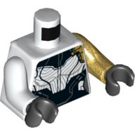 Torse, bras dépareillés, armure avec motif imprimé de panneaux noirs (proxima minuit), bras gauche or nacré, bras droit blanc, mains noires (Torso, Odd Arms, Armor with Black Panels Print (Proxima Midnight), Left Pearl Gold Arm, Right White Arm, Black Hands)