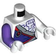 Torse, bras dépareillés, robe, pourpre foncé, circuit imprimé, bras gauche blanc, bras droit pourpre foncé, mains blanches (Torso, Odd Arms, Robe, Dark Purple, Circuitry Print, Left White Arm, Right Dark Purple Arm, White Hands)