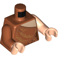 Torse, bras impairs, robe avec épaule nougat clair, motif imprimé paillettes or (Possesse Dana), bras nougat clair gauche, bras orange foncé droit, mains nougat clair (Torso, Odd Arms, Dress with Light Nougat Shoulder, Gold Sequins Print (Possessed Dana), Left Light Nougat Arm, Right Dark Orange Arm, Light Nougat Hands)