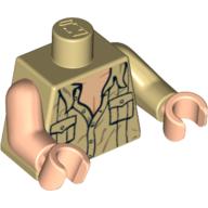 Torse, bras impairs, chemise avec motif imprimé poches, bras beige gauche, bras nougat clair droit, mains nougat clair (Torso, Odd Arms, Shirt with Pockets Print, Left Tan Arm, Right Light Nougat Arm, Light Nougat Hands)