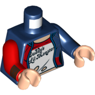 Torse, bras impairs, veste, ouvert sur le motif imprimé Chemise blanche 'Daddy's Lil Monster', bras bleu foncé gauche, bras rouge droit, mains nougat clair (Torso, Odd Arms, Jacket, Open over White Shirt 'Daddy's Lil Monster' Print, Left Dark Blue Arm, Right Red Arm, Light Nougat Hands)