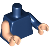 Torse, bras impairs, bras bleu foncé gauche, bras de nougat clair droit, mains nougat clair [sans motif] (Torso, Odd Arms, Left Dark Blue Arm, Right Light Nougat Arm, Light Nougat Hands [Plain])