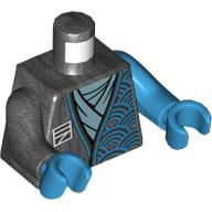 Torse, bras impairs, robe, symbole blanc, motif imprimé chemise azur moyen, bras azur foncé gauche, bras en titane perle droite, mains azur foncé (Torso, Odd Arms, Robe, White Symbol, Medium Azure Shirt Print, Left Dark Azure Arm, Right Pearl Titanium Arm, Dark Azure Hands)