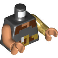 Torse, bras impairs, chemise pixelisée avec motif imprimé ceinture marron et or, bras gauche perle or, bras droit nougat, mains nougat (Torso, Odd Arms, Pixelated Shirt with Brown and Gold Belt Print, Left Pearl Gold Arm, Right Nougat Arm, Nougat Hands)