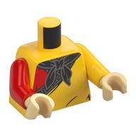 Torse, bras impairs, toge, bordure noire, chemise rouge, motif imprimé foulard noir, bras jaune gauche, bras rouge droit, mains beige (Torso, Odd Arms, Toga, Black Trim, Red Shirt, Black Scarf Print, Left Yellow Arm, Right Red Arm, Tan Hands)