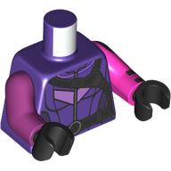 Torse, bras impairs, veste, motif imprimé sangles noires, bras gauche lavande, bras droit magenta, mains noires (Torso, Odd Arms, Jacket, Black Straps Print, Left Lavender Arm, Right Magenta Arm, Black Hands)