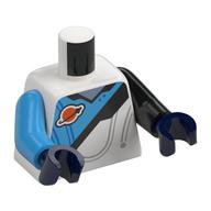 Torse, bras impairs, combinaison spatiale, ligne diagonale noire, moitié supérieure azur foncé, motif imprimé logo de l'espace, bras noir gauche, bras azur foncé droit, mains bleu foncé (Torso, Odd Arms, Space Suit, Black Diagonal Line, Dark Azure Top Half, Space Logo Print, Left Black Arm, Right Dark Azure Arm, Dark Blue Hands)