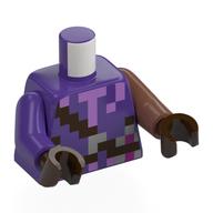 Torse, bras impairs, bracelet brun foncé pixelisé, motif imprimé col lavande moyen, bras brun moyen gauche, bras violet foncé droit, mains marron foncé (Torso, Odd Arms, Pixelated Dark Brown Strap, Medium Lavender Collar Print, Left Medium Brown Arm, Right Dark Purple Arm, Dark Brown Hands)