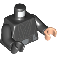 Torse, mains impaires, robe, motif : ceinture argentée, bras noirs, main nougat clair gauche, main noire droite (Torso, Odd Hands, Robe, Silver Belt Print, Black Arms, Left Light Nougat Hand, Right Black Hand)