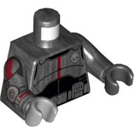Torse, mains impaires, armure de soldat clone, marques rouges et noires foncées sur le motif imprimé bras (écho), bras titane nacré, main gauche noire, main grise bleutée claire droite (Torso, Odd Hands, Clone Trooper Armor, Dark Red and Black Markings on Arms Print (Echo), Pearl Titanium Arms, Black Left Hand, Right Light Bluish Gray Hand)