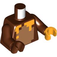 Torse, mains impaires, poitrine pixélisée de nougat moyen, motif imprimé de taches orange, bras brun rougeâtre, main gauche brun rougeâtre, main droite orange claire (Torso, Odd Hands, Pixelated Medium Nougat Chest, Orange Spots Print, Reddish Brown Arms, Left Reddish Brown Hand, Right Bright Light Orange Hands)