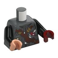 Torse, mains dépareillées, sangle brun rougeâtre, vaporisateur, motif imprimé logo Monkie Kid, bras noirs, main gauche rouge foncé, main droite nougat (Torso, Odd Hands, Reddish Brown Strap, Spray Can, Monkie Kid Logo Print, Black Arms, Left Dark Red Hand, Right Nougat Hand)