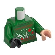 Torse, mains impaires, pull avec tatooine pixelisée (chandail de Noël laid) motif imprimé, bras verts, main nougat clair gauche, main noire droite (Torso, Odd Hands, Sweater with Pixelated Tatooine (Ugly Christmas Sweater) Print, Green Arms, Left Light Nougat Hand, Right Black Hand)
