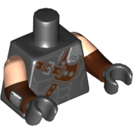 Torse, bras bimoulés, muscles, sangles, Motif imprimé holster, motif : manches nougat clair, Bras brun rougeâtre avec motif imprimé métal plaque, mains noires (Torso, Dual Molded Arms, Muscles, Straps, Holster Print, Light Nougat Sleeves Pattern, Reddish Brown Arms with Metal Plate Print, Black Hands)