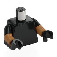 Visuel indicatif Rebrickable de Torse, Bras à double moulage, Motif manches noires, bras nougat moyen, mains noires (Torso, Dual Molded Arms, Black Sleeves Pattern, Medium Nougat Arms, Black Hands)