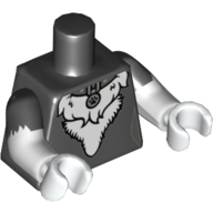 Visuel indicatif Rebrickable de Torse, Bras moulés doubles, Fourrure blanche Motif imprimé estomac, Motif manches noires, bras et mains blancs (Torso, Dual Molded Arms, White Fur Stomach Print, Black Sleeves Pattern, White Arms and Hands)