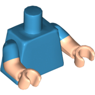 Visuel indicatif Rebrickable de Torse, deux bras moulés, motif manches azur foncé, bras et mains nougat clair (Torso, Dual Molded Arms, Dark Azure Sleeves Pattern, Light Nougat Arms and Hands)
