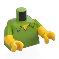 Torse, Double bras moulés, chemise, motif imprimé poitrine jaune, motif manches vert citron, bras et mains jaunes (Torso, Dual Molded Arms, Shirt, Yellow Chest Print, Lime Sleeves Pattern, Yellow Arms and Hands)