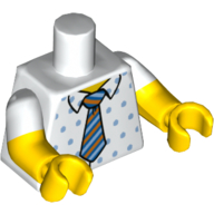 Torse, Double bras moulés, Chemise à pois et motif imprimé cravate, Motif manches blanches, bras et mains jaunes (Torso, Dual Molded Arms, Shirt with Dots and Tie Print, White Sleeves Pattern, Yellow Arms and Hands)